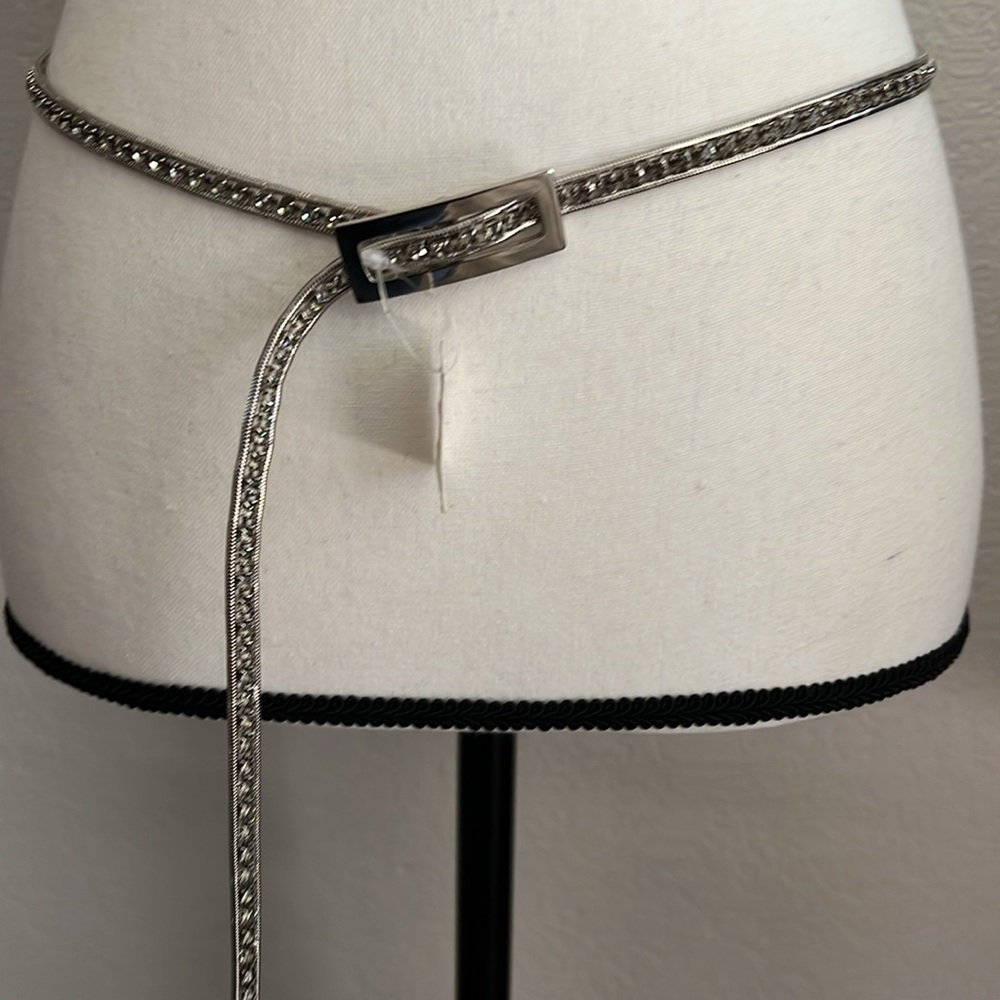 NWT J. Winston rhinestone & silver belt, 40” long - Picture 3 of 6